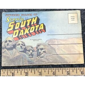 Vtg 1948 Scenic South Dakota Postcard Folder 12 Views Mount Rushmore Badlands